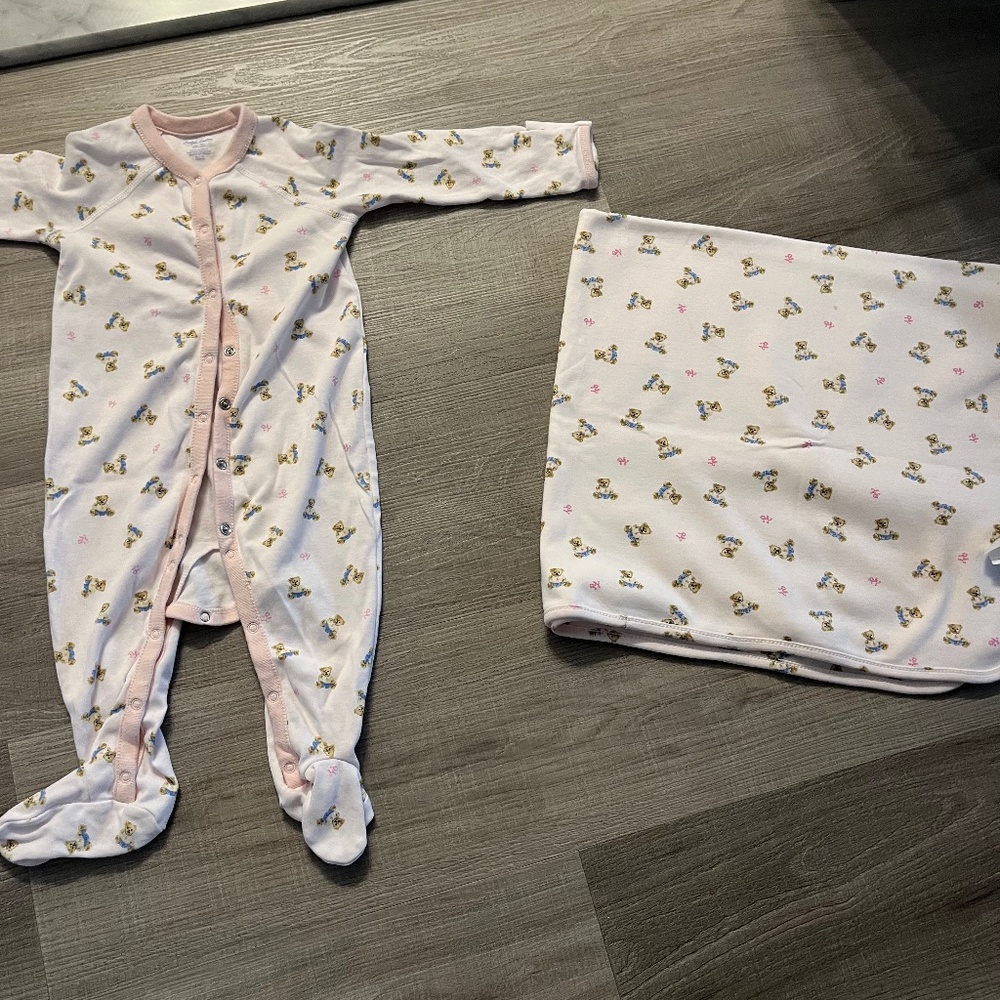 Girls Ralph Lauren Babygrow and matching blanket